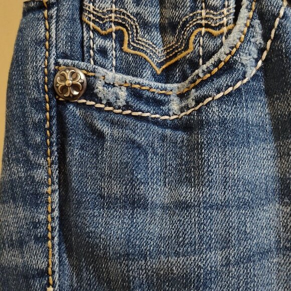 Miss Me Cowhide Fuzzy Flap Back Pockets Bootcut Style JW4292B6 Size 26 - Picture 3 of 9